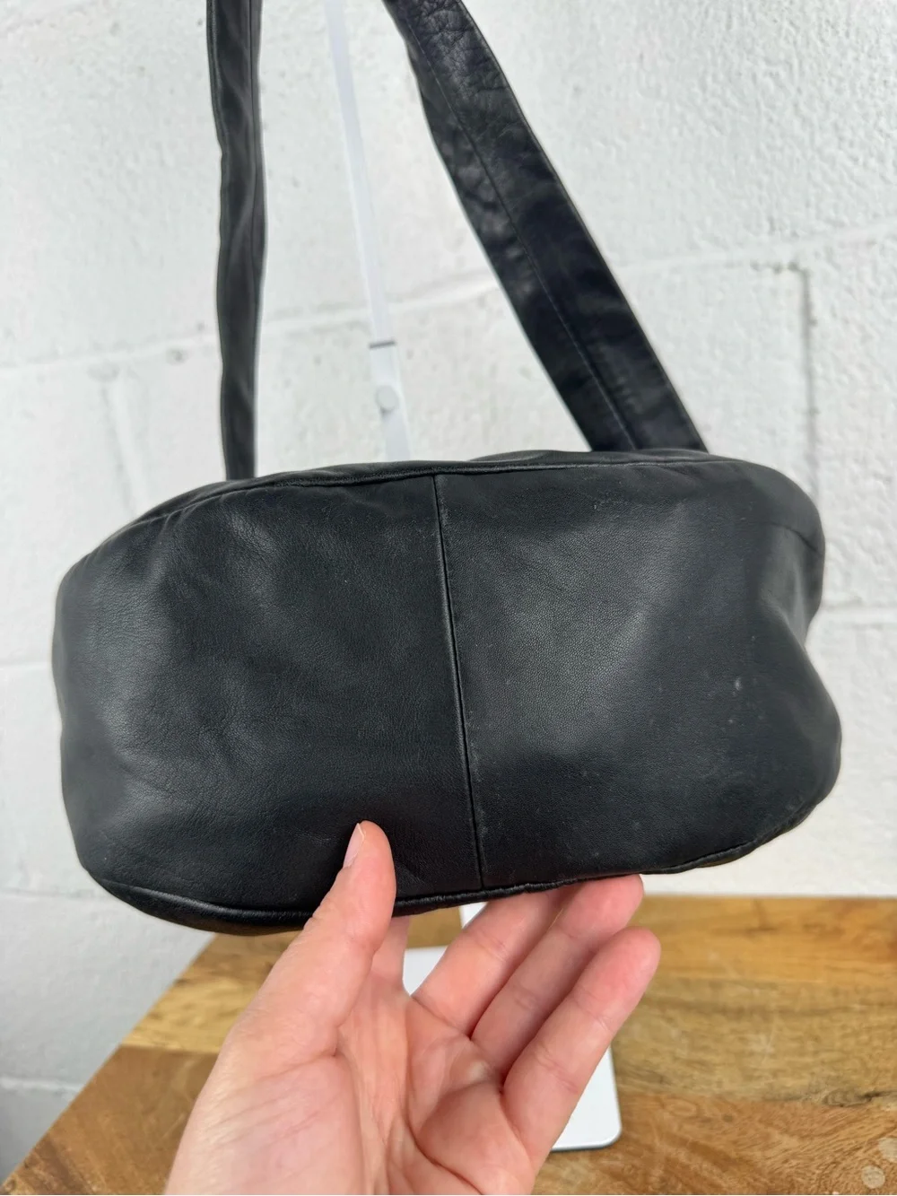St. Agni Soft Crescent Bag Black Lambskin Leather Shoulder Bag